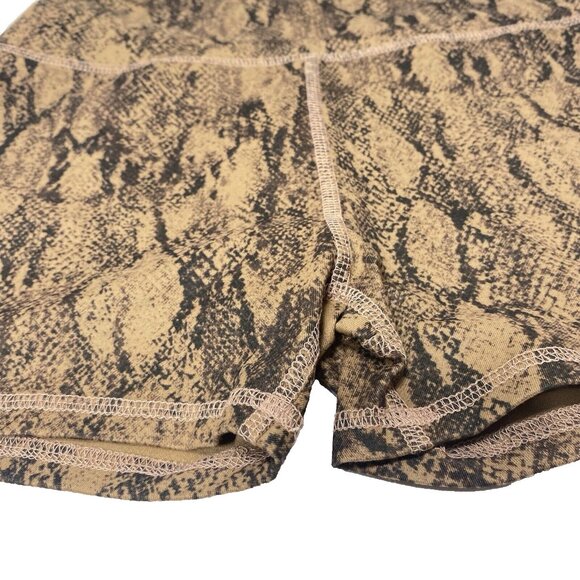 Snakeskin Gym Shorts Black and Brown Snake Print Workout Yoga Bottoms, Small New - Picture 5 of 9